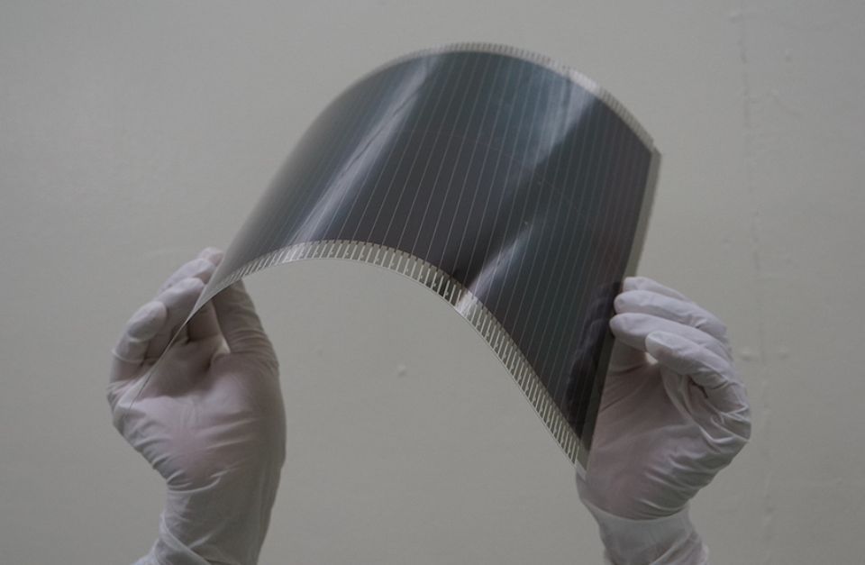 Film-type perovskite solar cells developed in Japan can potentially be installed on the sides of buildings.